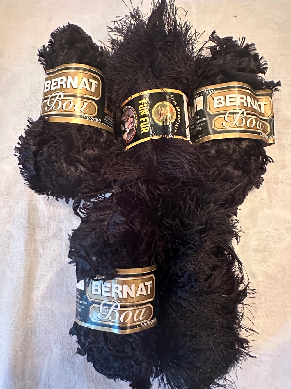 Yarn Bundle Fun Fur Festive Faux Fur Boa  Party Trim Bernat Lion Brand
